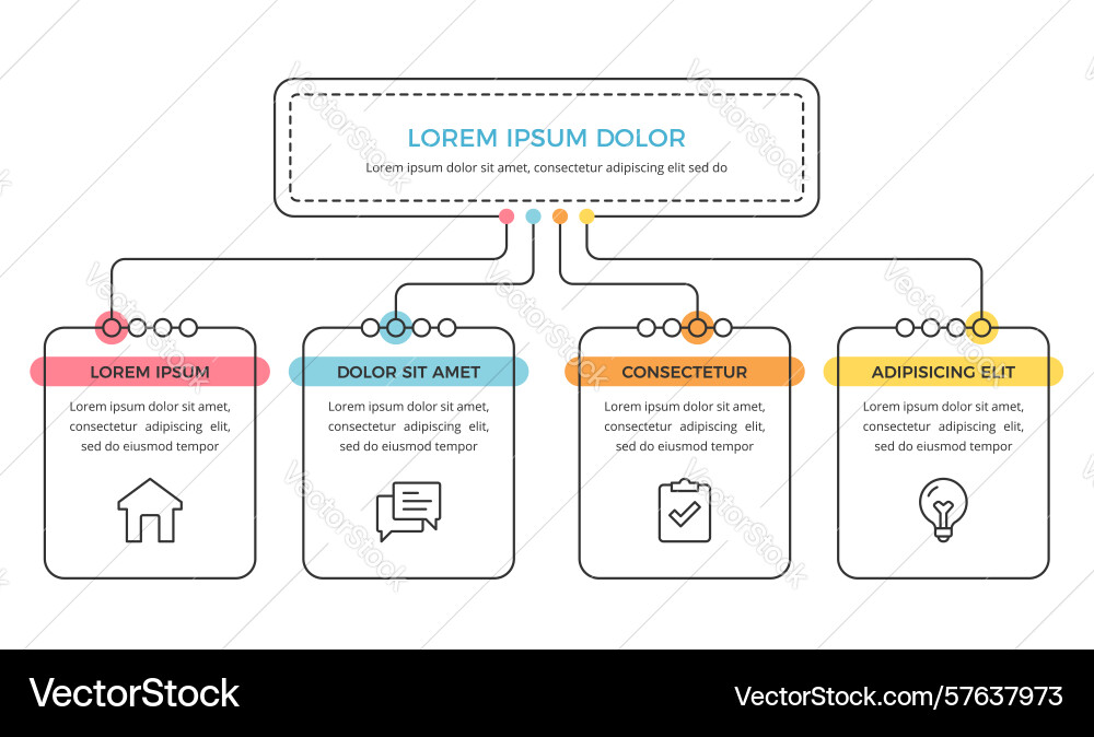 Flowchart with 4 elements vector image