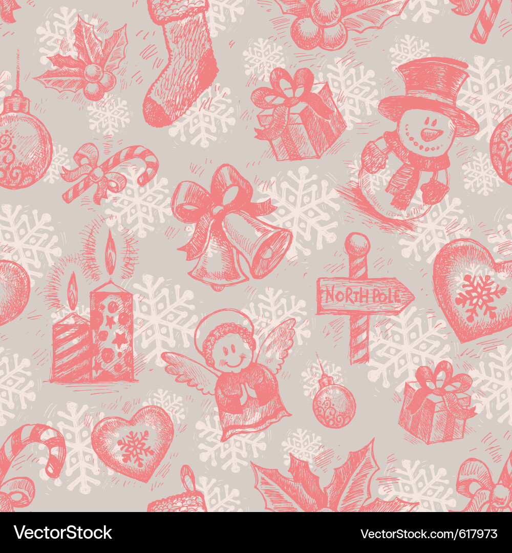 Hand Drawn Christmas Pattern Vector Image