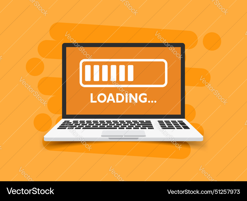Laptop loading process icon in flat style Laptop loading process icon in flat style vector image