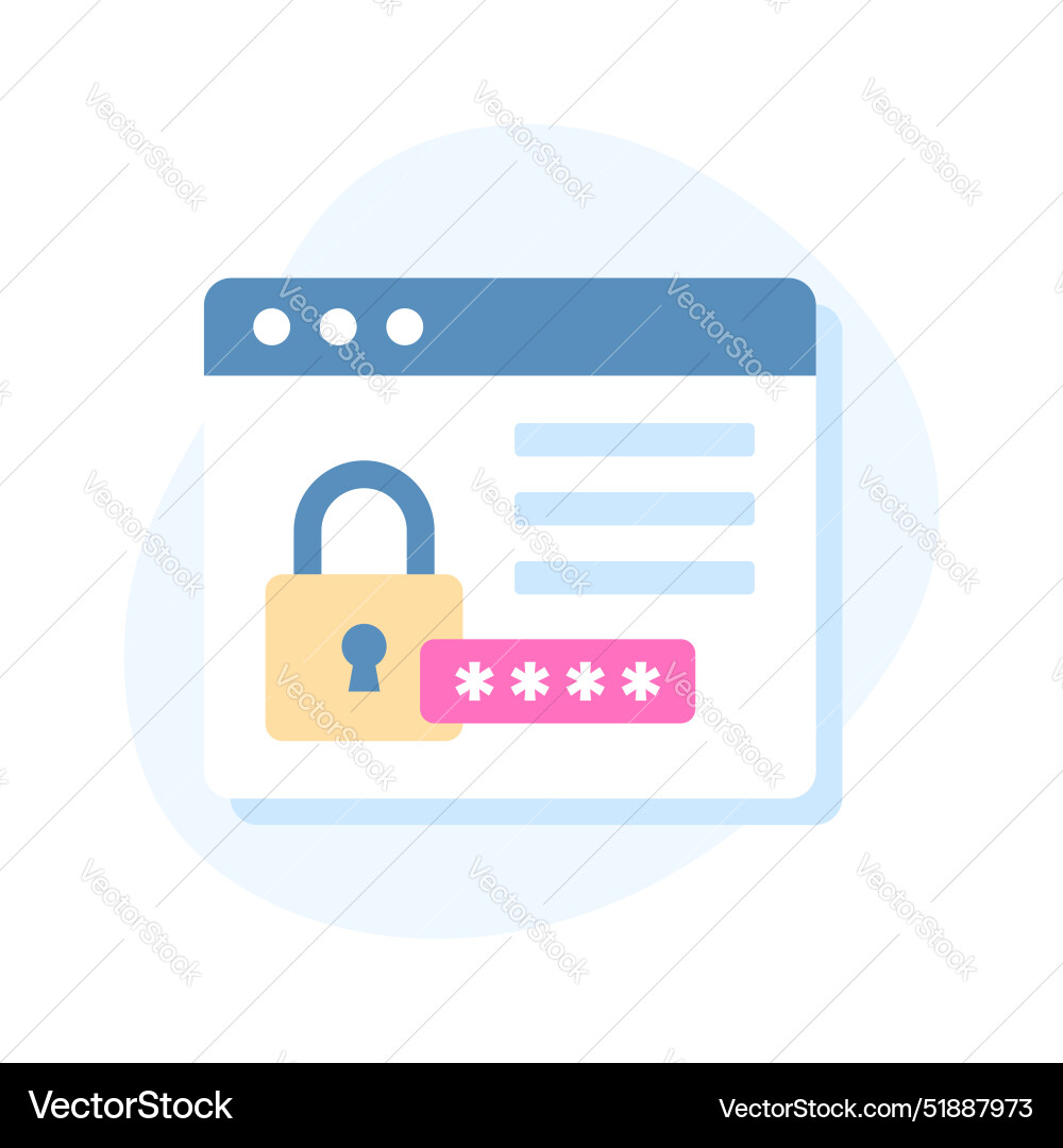 Padlock on website showing secure icon vector image