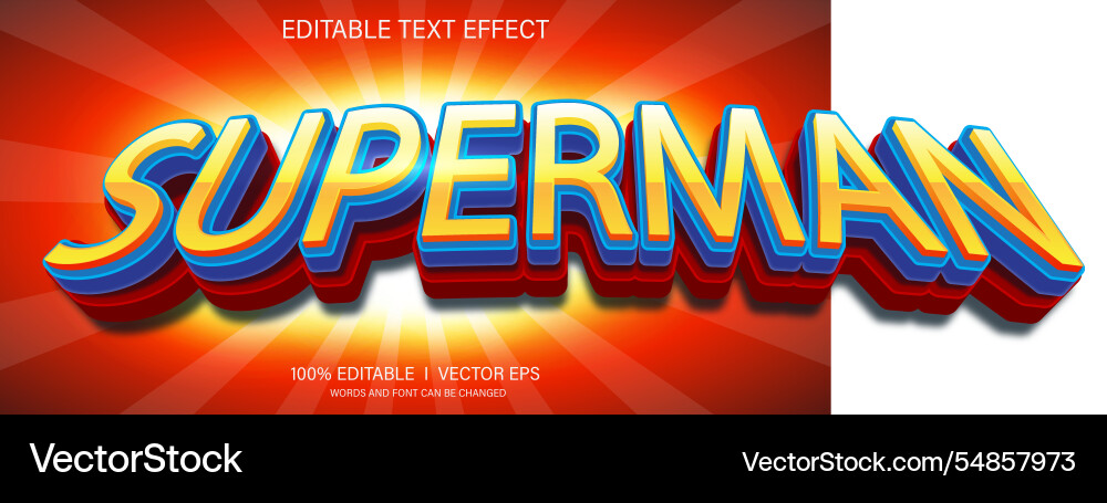 Superman text effect with modern style design vector image