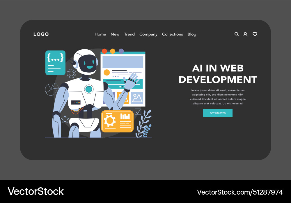 Ai integration dark or night mode web landing Ai integration dark or night mode web landing vector image