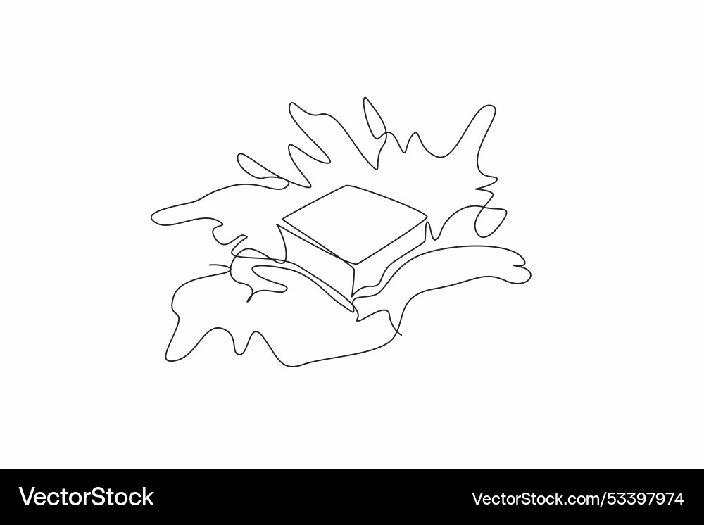 Continuous one line drawing caramel cube Continuous one line drawing caramel cube vector image