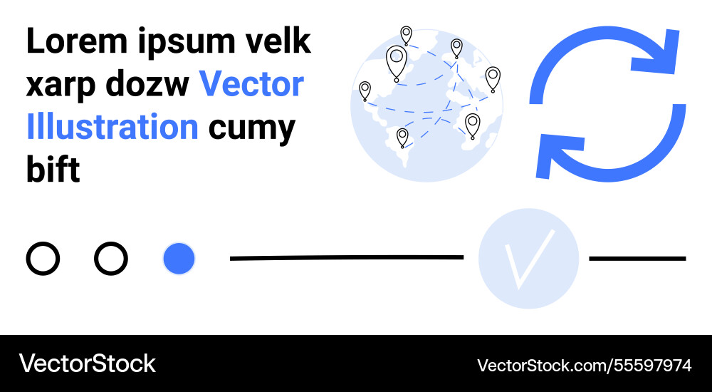 Global networking and data synchronization visual vector image