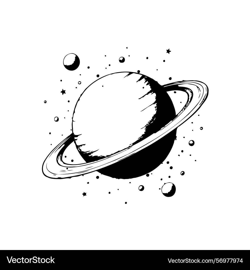 Monochrome planetary system rendering celestial Vector Image
