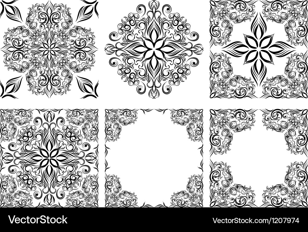 Set of seamless patterns and frames vector image