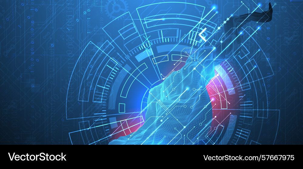 Abstract data background with wireframe wave vector image