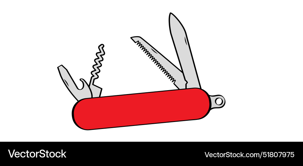 Cartoon red jackknife multitool tools pen knife Vector Image