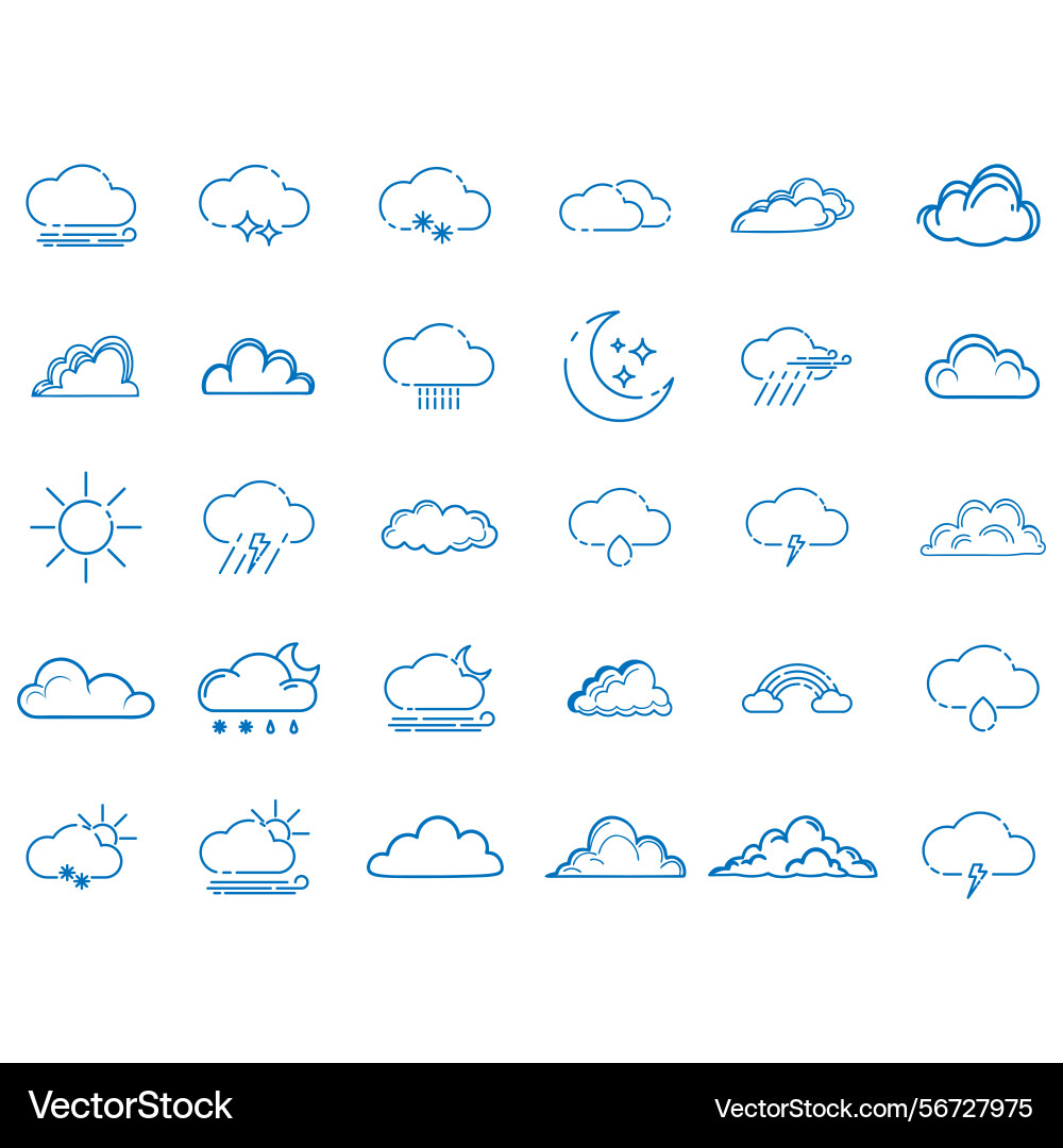 Clouds icons set of in different form vector image