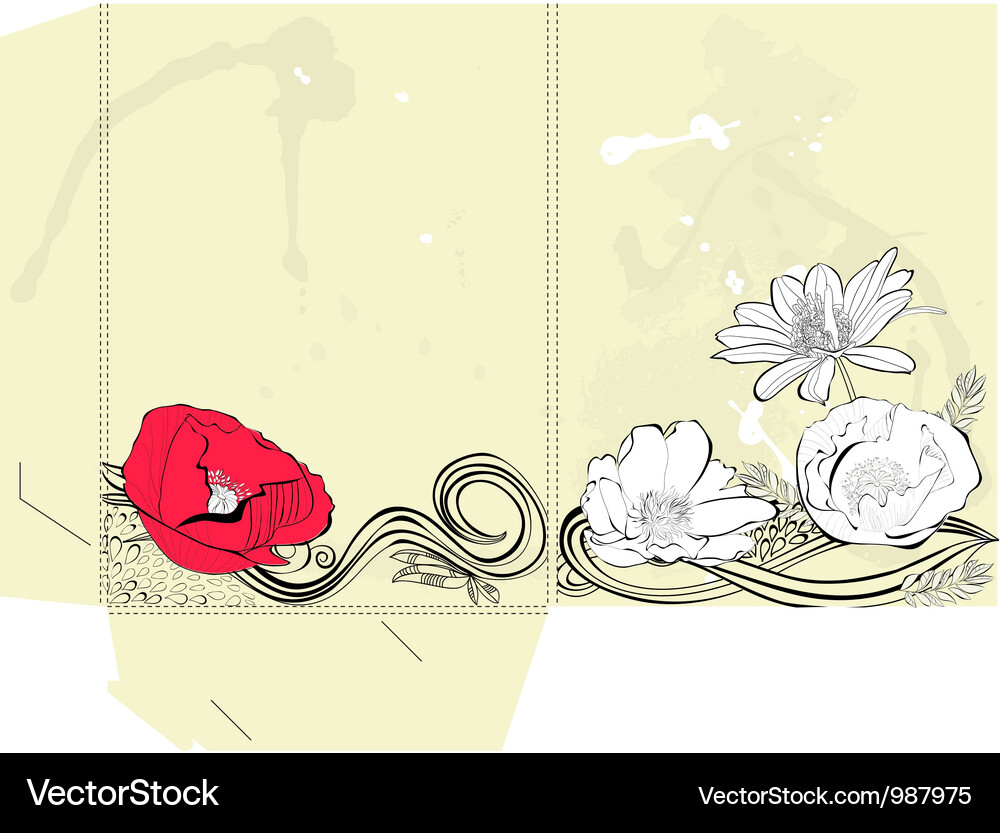 Template for folder with floral element Vector Image