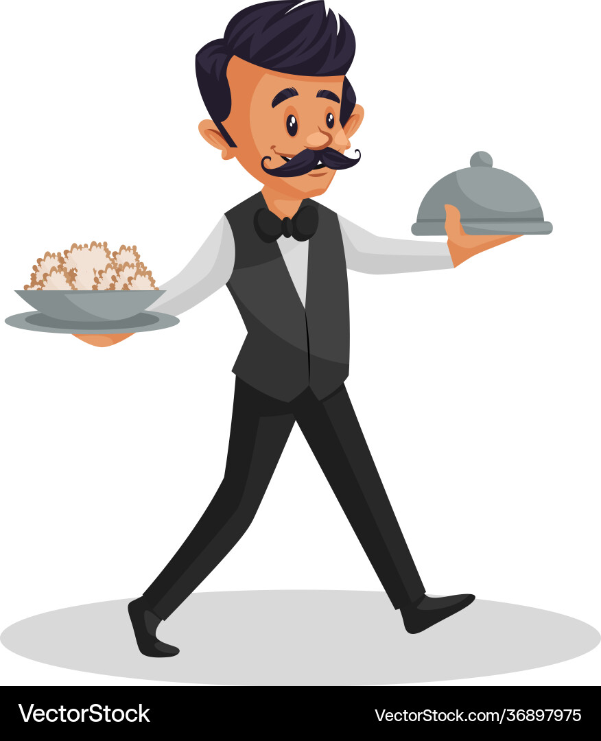 Waiter cartoon (36897975) – Royalty-Free Vector | VectorStock, image size:876x1080