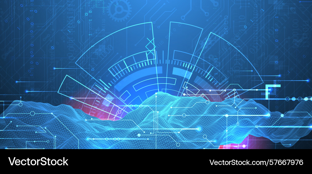 Abstract data background with wireframe wave Vector Image