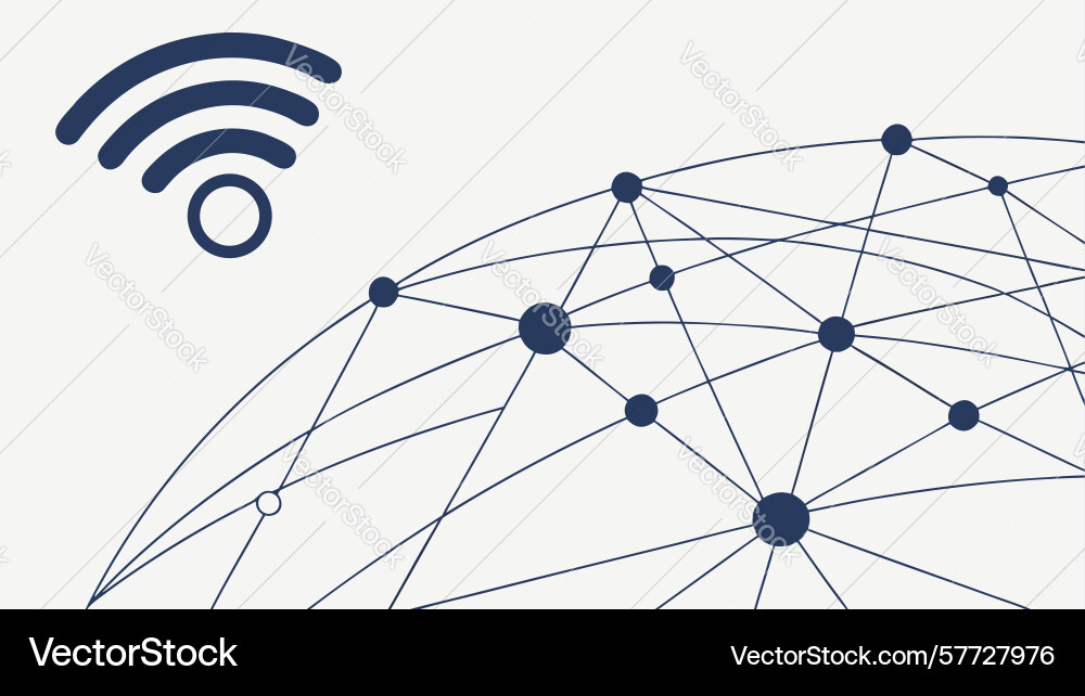 Abstract network globe with wifi symbol global vector image