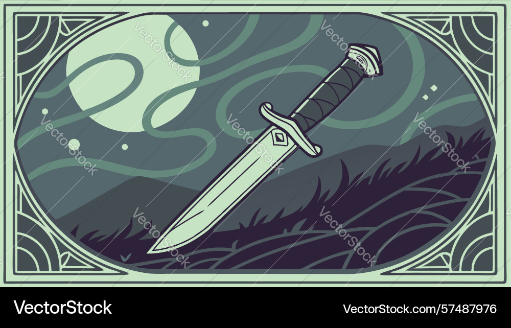 Dagger in celestial sphere abstract cosmic object vector image