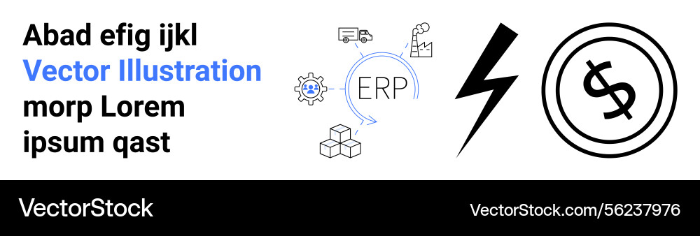 Erp system elements with lightning bolt and dollar Vector Image