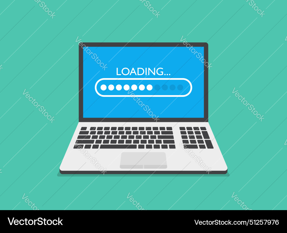 Laptop loading process icon in flat style vector image