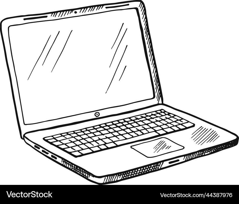 Notebook sketch personal computer icon open Notebook sketch personal computer icon open vector image
