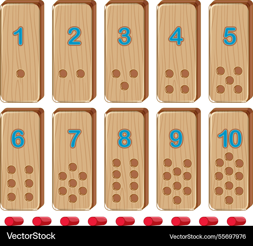 Wooden blocks with numbers and matching dots Vector Image