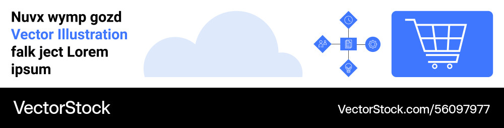 Cloud computing with shopping cart and data flow Cloud computing with shopping cart and data flow vector image