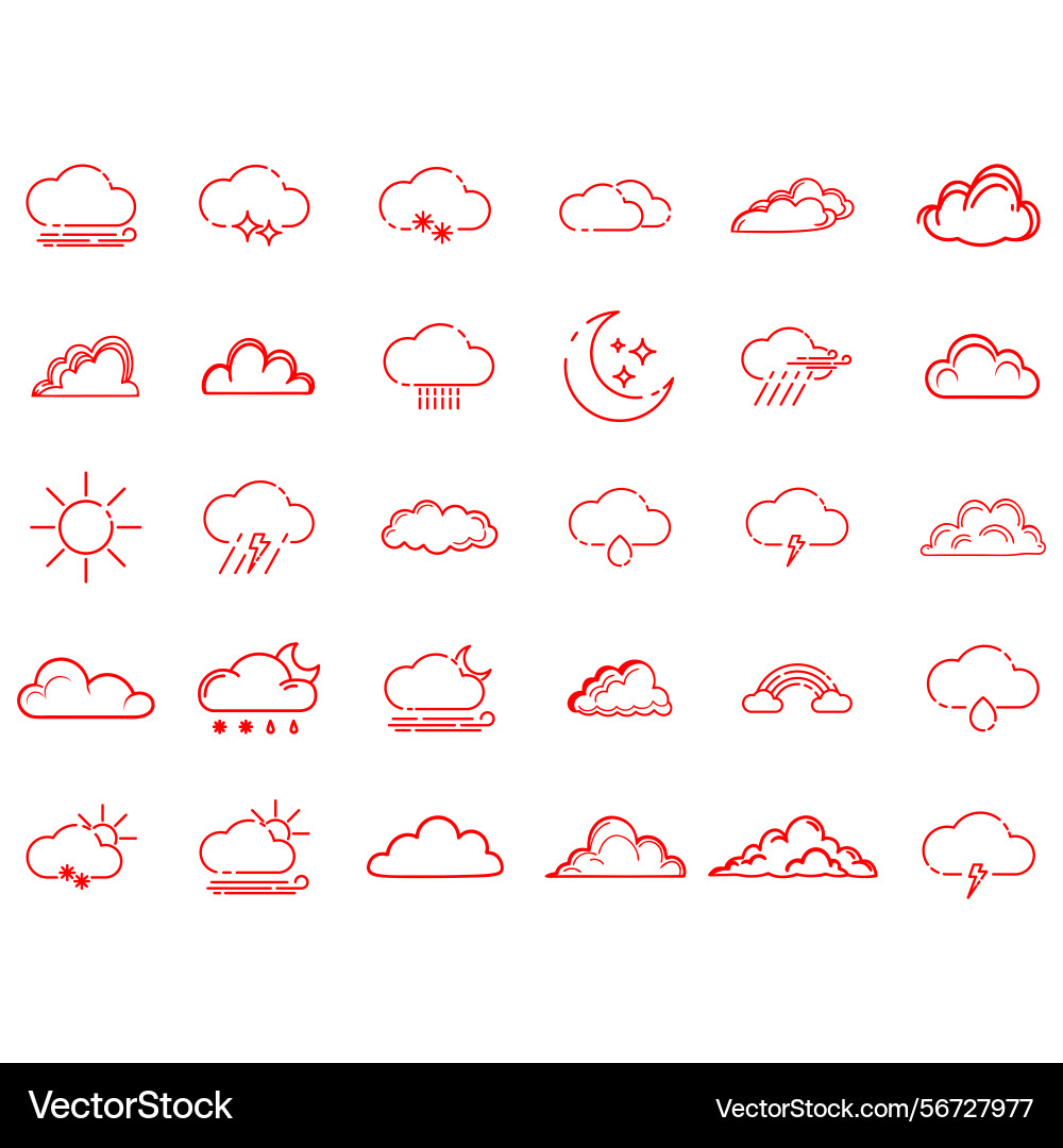Clouds icons set of in different form Vector Image