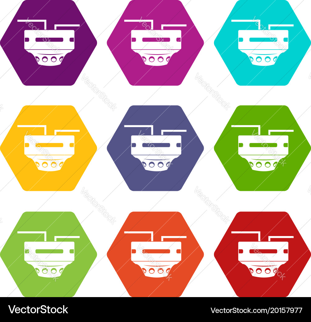 Monitor socket icon set color hexahedron Vector Image