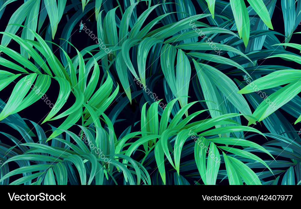 Seamless green hand drawn tropical pattern Seamless green hand drawn tropical pattern Vector Image