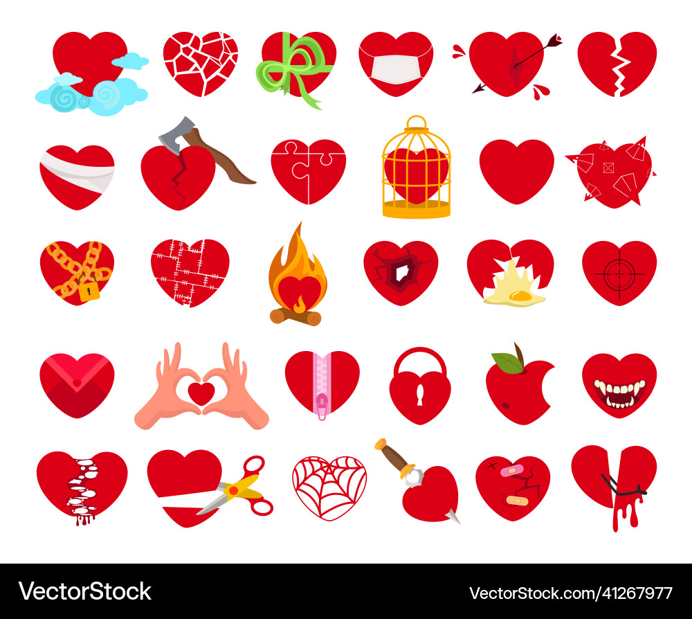 Set of red hearts Set of red hearts vector image