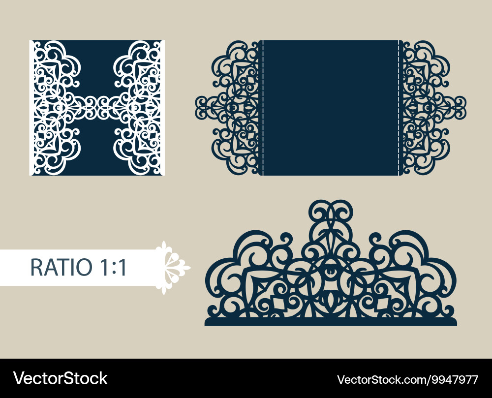 Template greeting card with openwork pattern vector image
