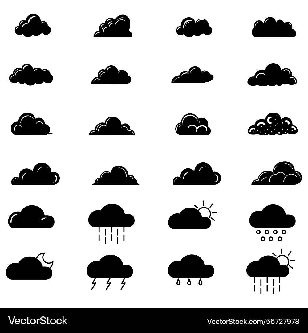 Clouds icons set of in different form Clouds icons set of in different form Vector Image