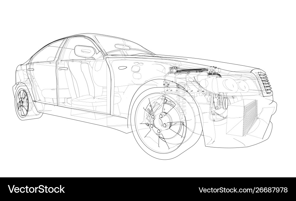 Concept car rendering 3d Vector Image