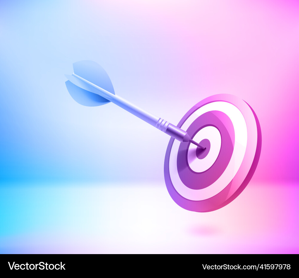 Dart in the aim with holographic effect vector image