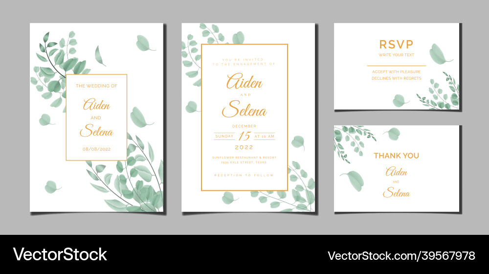 Elegant Floral Watercolor Wedding Invitation Vector Image