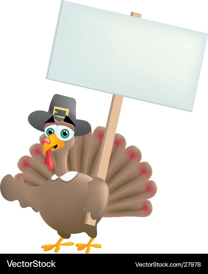 Pilgrim Turkey with a Blank Sign Vector Image