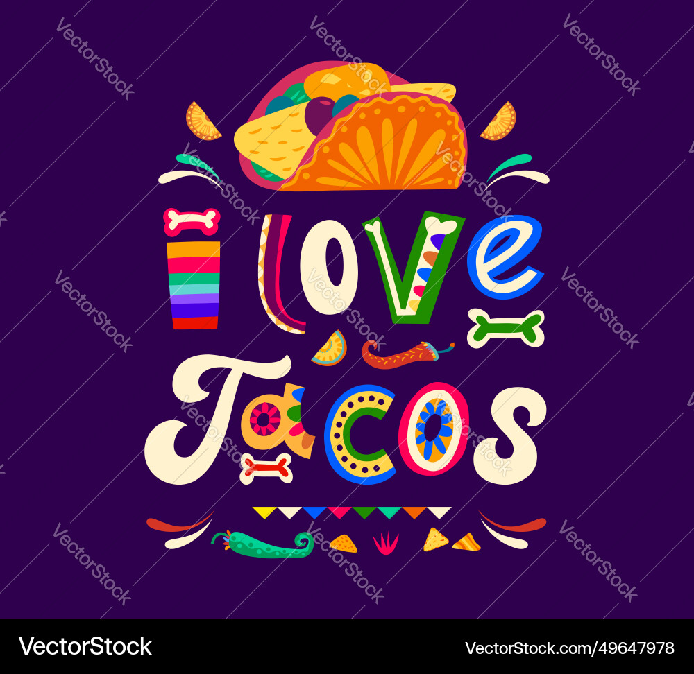 Zitat ich liebe mexican tacos t-shirt print banner Zitat ich liebe mexican tacos t-shirt print banner vektorbild