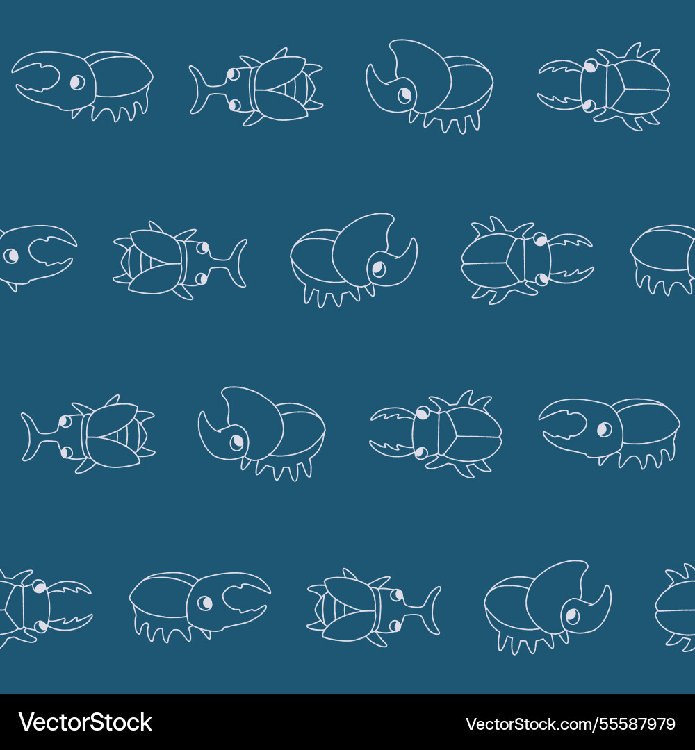 Outline beetle seamless pattern background Vector Image