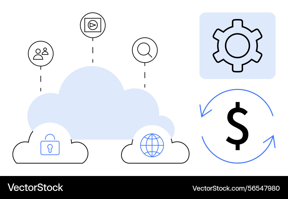 Cloud computing with data security global Cloud computing with data security global vector image