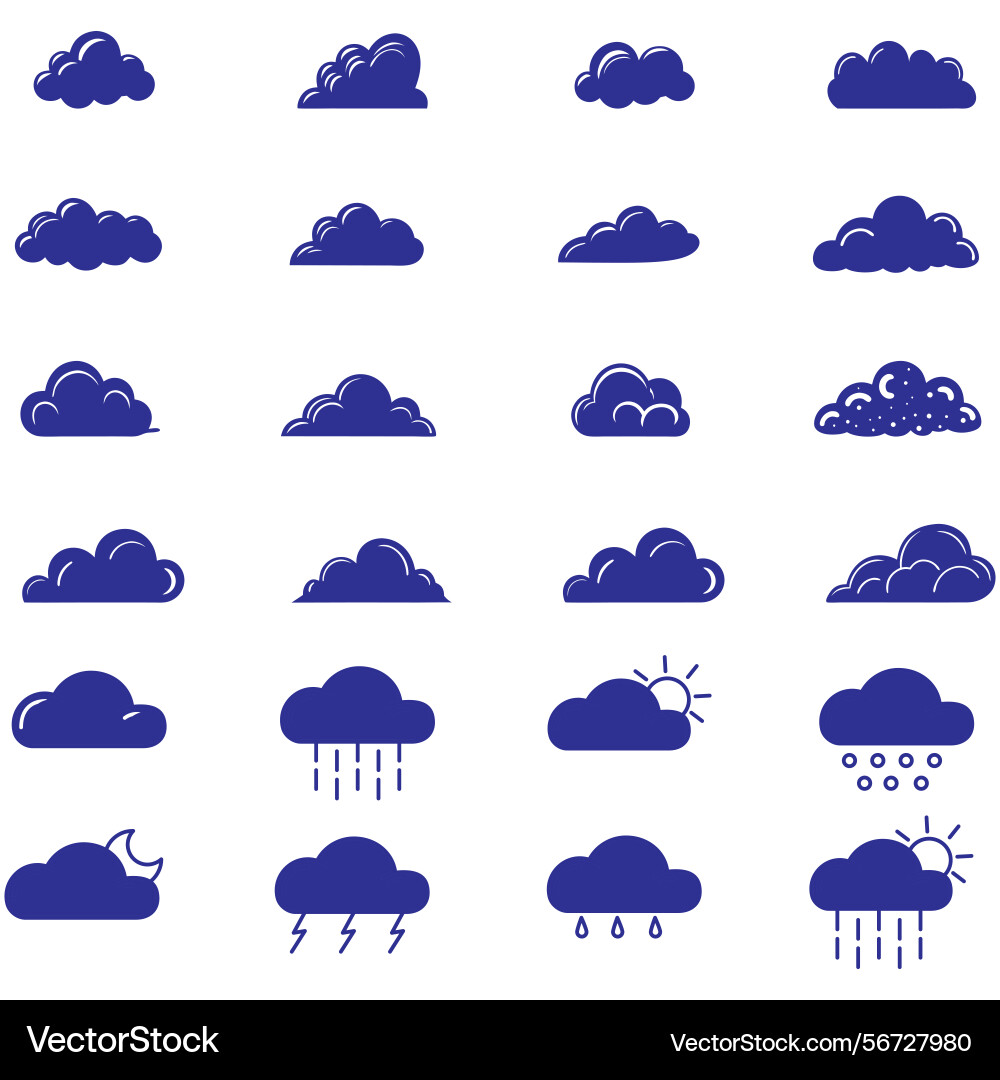 Clouds icons set of in different form Clouds icons set of in different form Vector Image