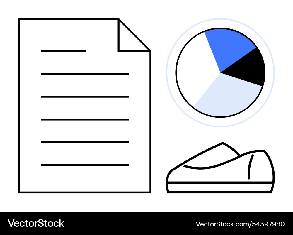 Document pie chart and stapler elements Document pie chart and stapler elements vector image