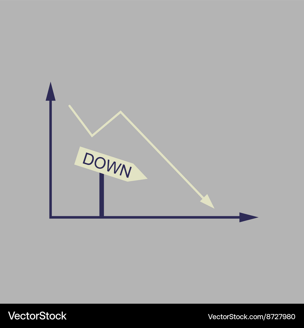 Flat web icon on stylish background falling graph Vector Image