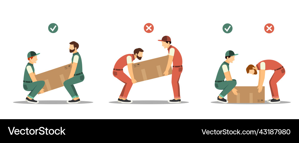 Safe Lifting Techniques for Workers Royalty Free Vector