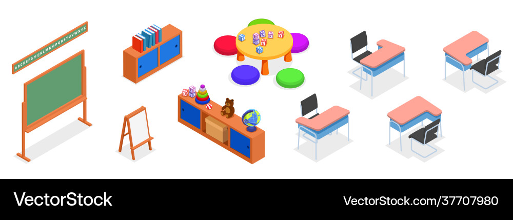 School furniture set vector image