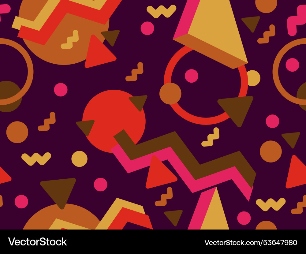 Seamless pattern with 3d geometric shapes in 80s Seamless pattern with 3d geometric shapes in 80s vector image