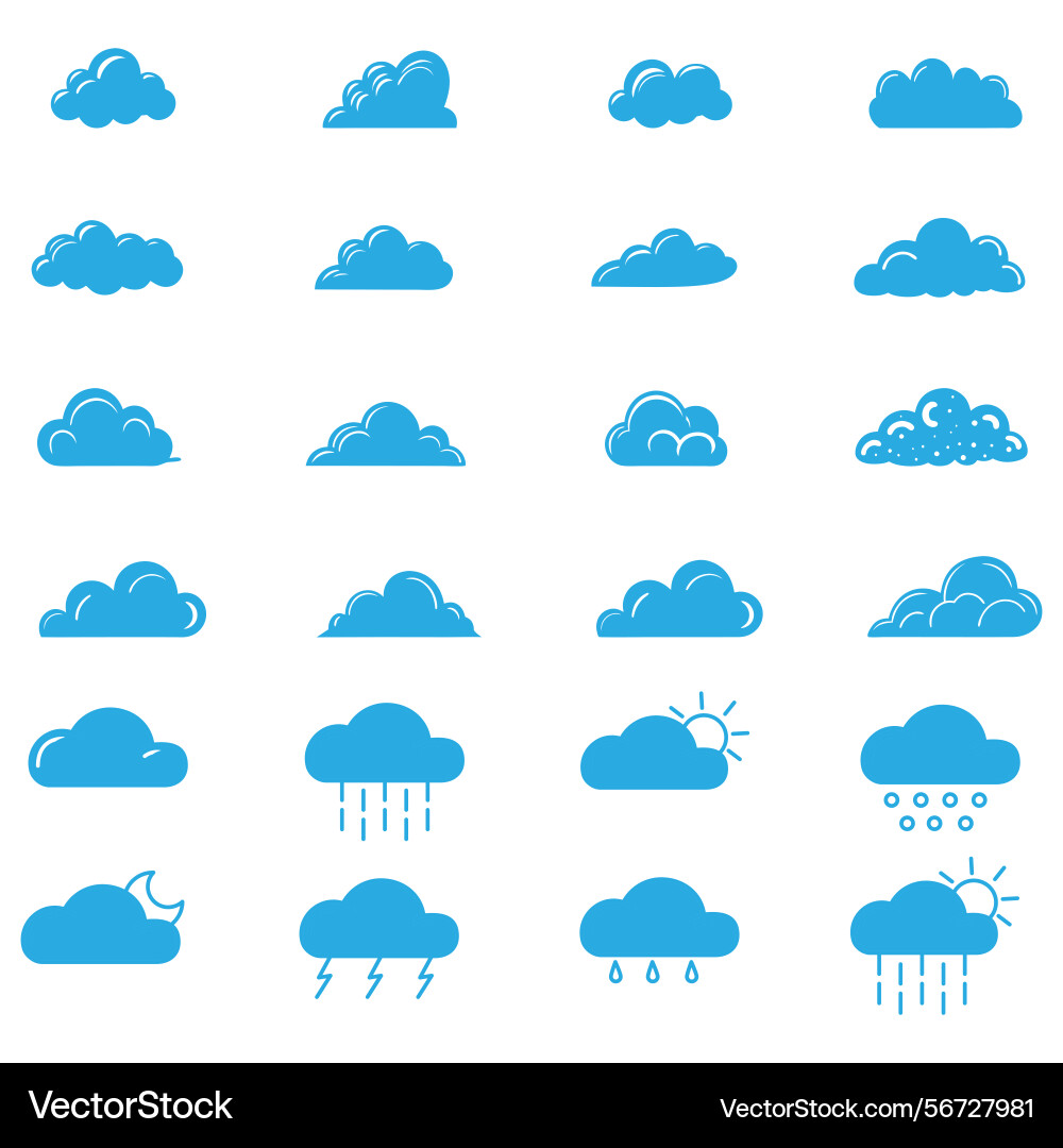 Clouds icons set of in different form Vector Image