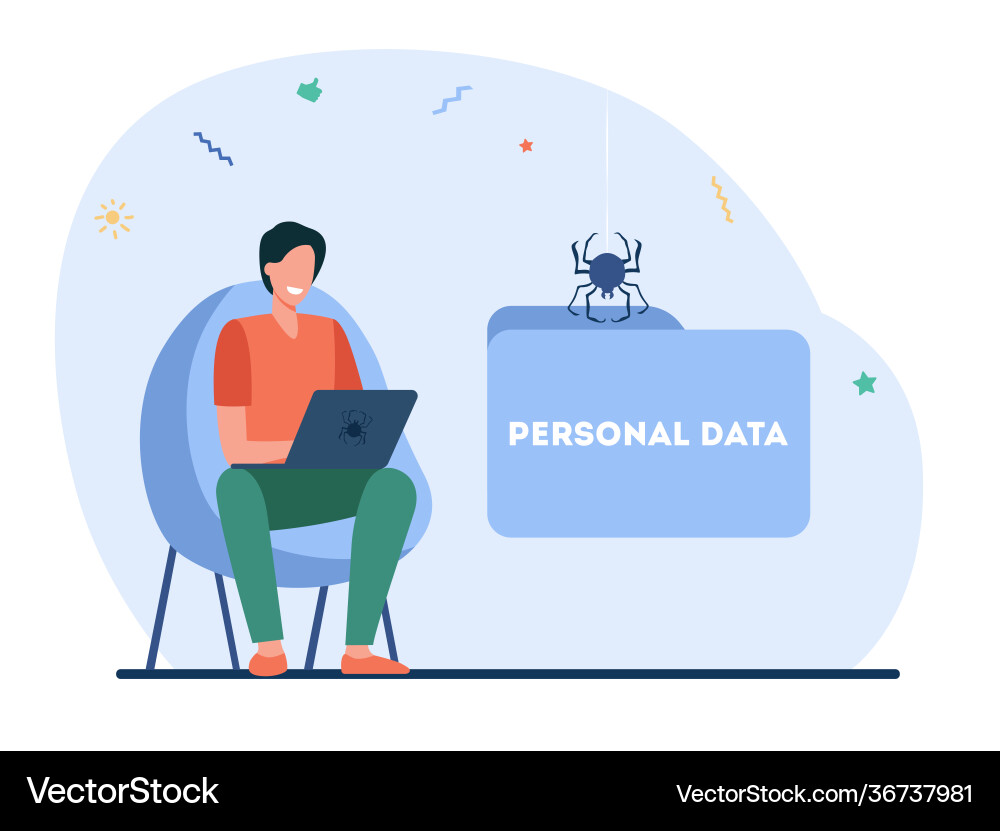 Happy hacker stealing personal data Vector Image