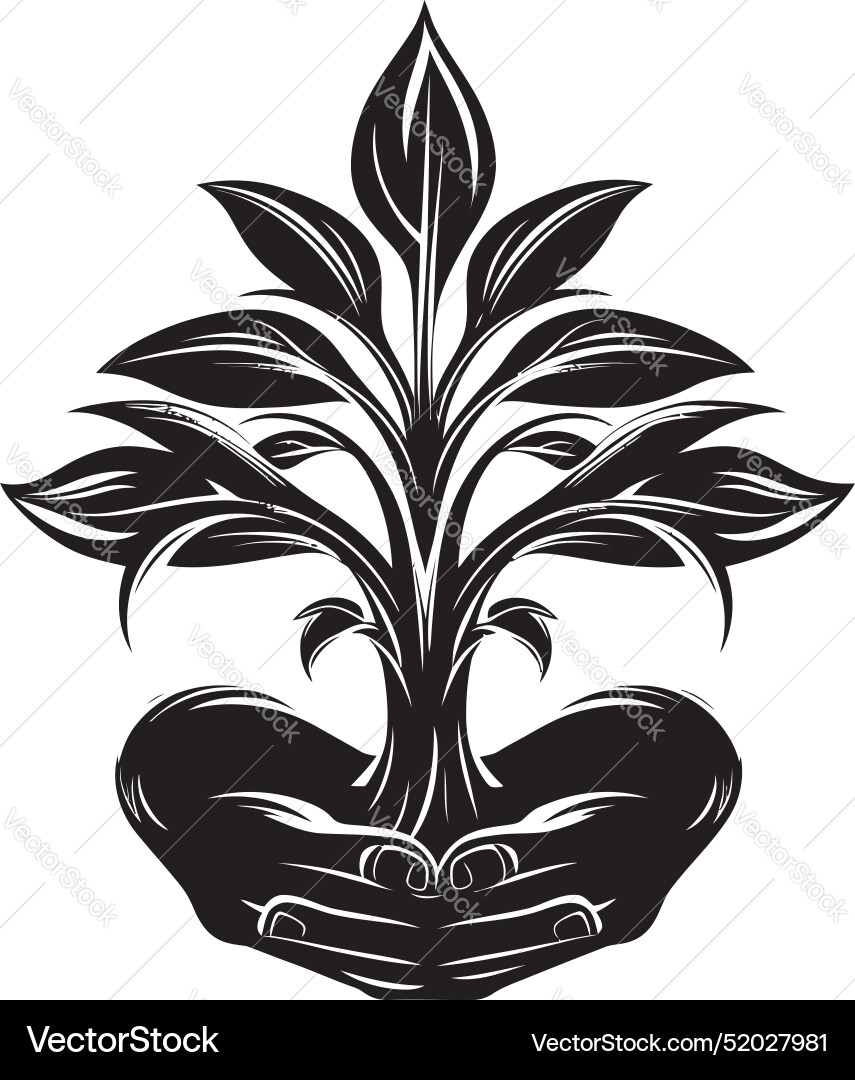Natures embrace living plant emblem with hands Natures embrace living plant emblem with hands vector image