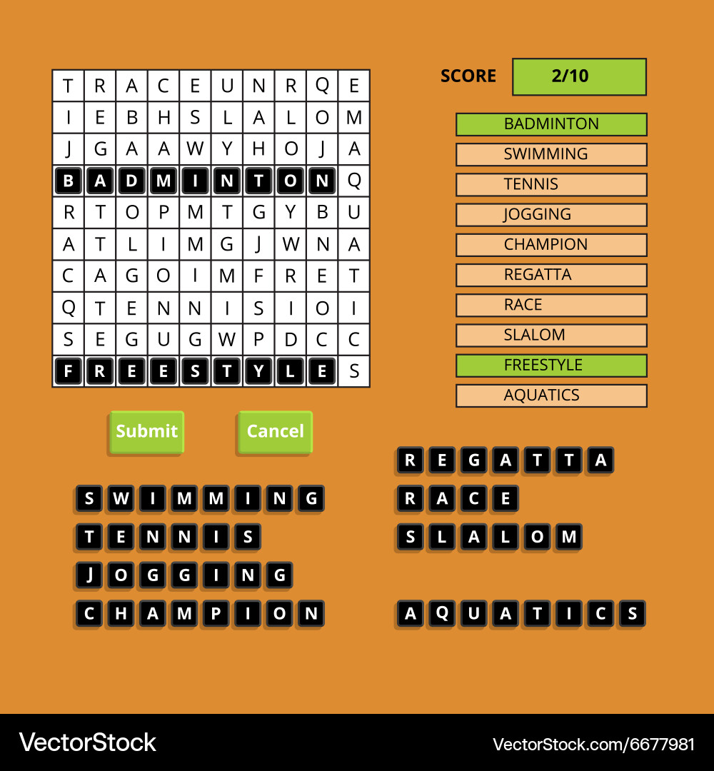 Puzzling words game user interface ui Vector Image