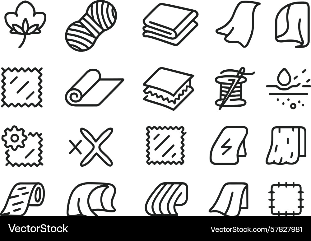 Set of web icons featuring various fabric Set of web icons featuring various fabric Vector Image