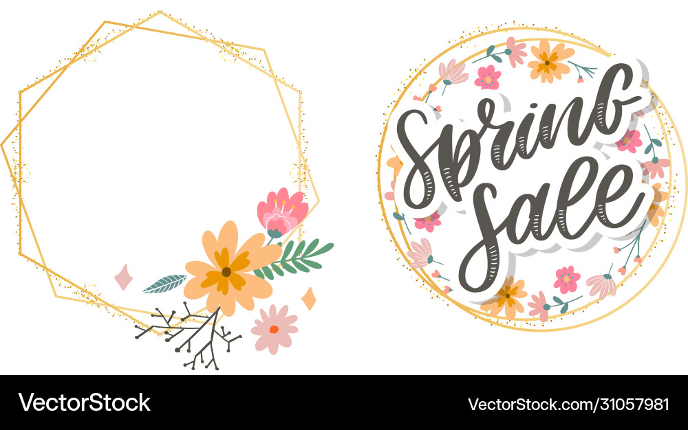 Spring sale word hanging on leaves with strings Spring sale word hanging on leaves with strings vector image
