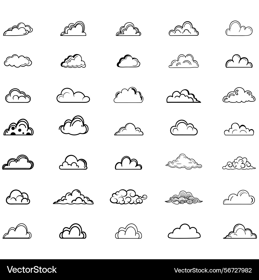 Clouds icons set of in different form Vector Image