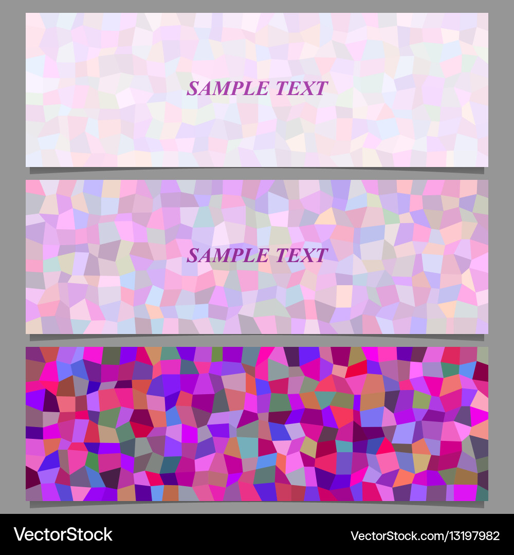 Colored tiled rectangle pattern banner design set vector image